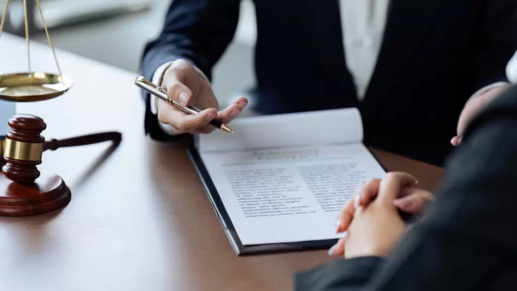Lawyer, legal advisor, businessperson explaining agreement details Business contracts.